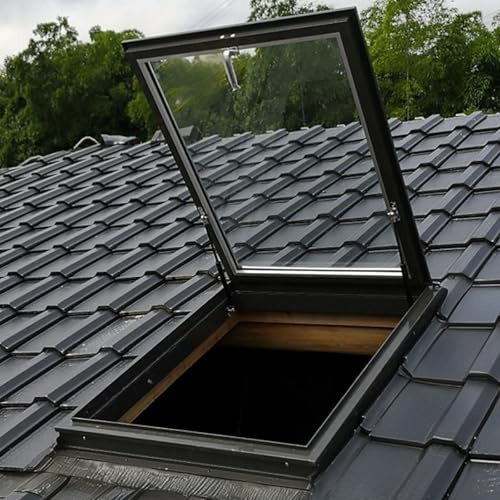 Dachfenster,Ausstieg Dachluke,Dachfenster Mit Öffnung Aus Aluminium,Oberlicht Mit Manueller Belüftung,Dachoberlicht Für Wohngebäude,Nach Oben Öffnen(100 * 100cm/39.3 * 39.3in)