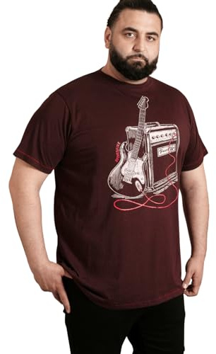 Duke Mens Barnsley Guitar and Amp Print SS T-Shirt - Red