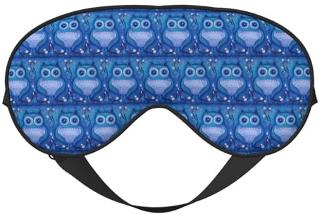 Schlafmaske mit blauem Eulen-Druck, weich, doppelt, lichteffizient, Verdunkelung, Augenmaske zum Schlafen