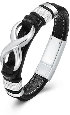 Rstnxnnl Urne Armband für Asche mit Leder Kremation Armband Edelstahl Erinnerungs Manschette Armband für Männer Geschenke mit Trichter Kit & Tasche