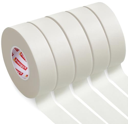 Fyguard 5 Rolls Painters Tape, 24mm x 50m, White Masking Tape | Washi paper, medium tack, clean removal, no residue, multi-surface use, crisp paint lines, heat and water resistant