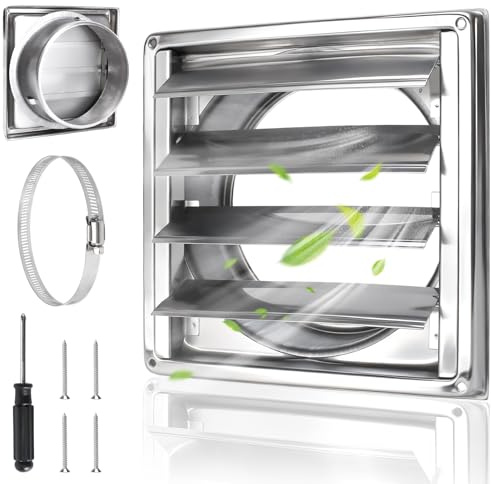 AWBEOT Grille de Ventilation Inox 150mm Grille Aeration Reglable Rectangulaire Grilles Ventilation avec Lamelles Mobiles Grilles d'Aération Extérieur pour Hotte Aspirante Cheminée Camping Car