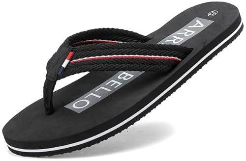 ARRIGO BELLO Flip Flops Herren Zehentrenner Leder Sandalen Yoga Schaum Sommerschuhe Badelatschen Beach Rutschfest Flipflopsandalen Größe 41-46