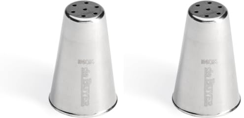 De Buyer - Douille à nid en inox - 7 trous Ø 1,3 mm - En Inox, Idéale pour Décorer, Garnir et Remplir, Sans Soudure pour Hygiène Parfaite, S'Adapte aux Poches Pâtissières, Argent (Lot de 2)
