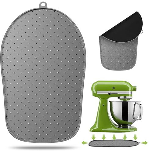 SelfTek Mixer Slider Mat - Upgraded Silicone Sliding Mat Waterproof Mixer Mover Accessories for KitchenAid 4.5-5 Qt Tilt-Head Stand Mixer, Easy Moving & Countertop Protection, Grey