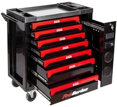 Excel 7 Drawer Mobile Tool Cabinet with Built-In Speakers
