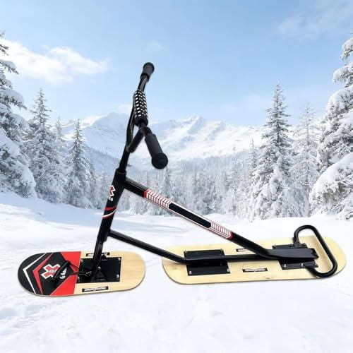 Snowboard/Schlitten, Ski-Scooter Für Den Winter, Schneemobil Für Erwachsene, Verstärkter Aluminiumlegierungsrahmen, 5-Ply-Ahorn-Deck, Für Off-Piste-Abenteuer & Wintersport-Spaß Wood