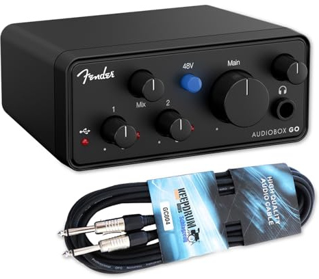 Fender AudioBox Go 2x2-Channel USB-C Audio Interface with Keepdrum Jack Cable