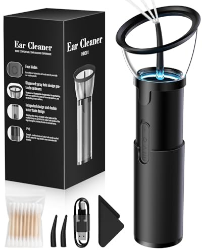 Electric Ear Wax Removal Kit,Retractable Water Ear Wax Cleaner,Waterproof IPX6 Earwax Remover Tool,4 Pressure Modes Irrigation Flushing System,Effective and Safe Ears Cleaning Tool Kit for Home Use
