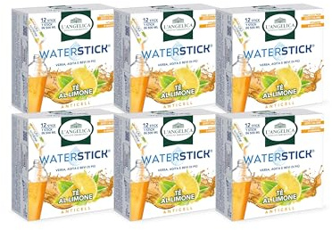 L'Angelica, Waterstick Anticell, Gusto Tè al Limone, Con Estratto di Centella, Vitamine C, B, Zero Zuccheri, Zero Calorie, Vitamine, Minerali, 6 Astucci da 12 Stick
