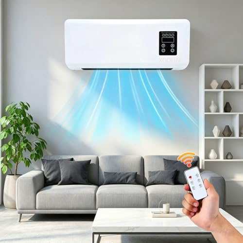 Aria condizionata,Clim Portatile,Clim Con Telecomando,Condizionatore a Parete Reversibile Split,Condizionatore Senza Unità Esterne,Ventilatore Di Raffreddamento Per Cucina,Camera da letto (Bianco)