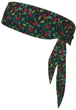 Weihnachts-Stechpalmenblätter und rote Beeren, Sport-Kopfband, Schnürband, Bandanas, Unisex, Workout, Haarbänder für Tennis, Laufen, Yoga