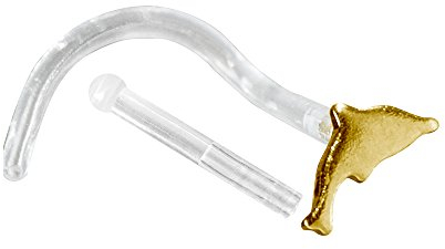 Trend Agent Bioplast® Nasenstecker mit 18k Gelbgold Aufsatz Delphin