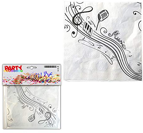 PARTY DISCOUNT ® Neu Servietten Musiknoten, 33x33 cm