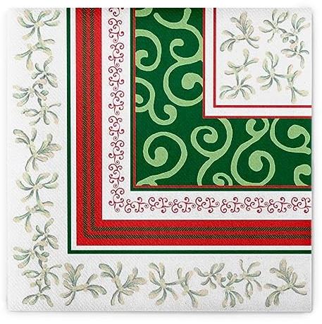 Sovie HOME Serviette Melissa in Rot-Grün aus Linclass® Airlaid, Einweg Weihnachtsservietten stoffähnlich, Weihnachten Xmas Advent Weihnachtsfeier, 40x40 cm, 12 Stück