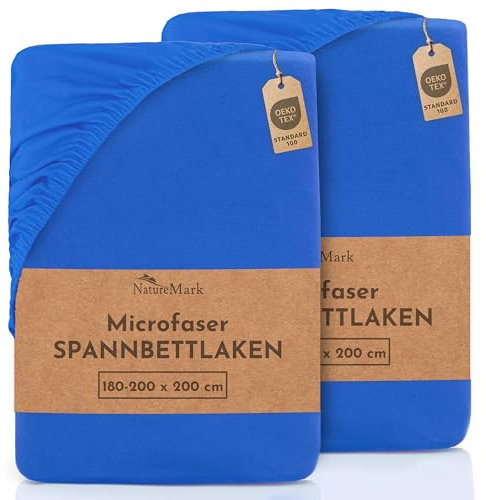 NatureMark Mikrofaser SPANNBETTLAKEN 2er Pack zum Sparpreis! viele Größen und Farben Markenware (Bettlaken 180 x 200 cm - 200 x 200 cm - Royal Blau)