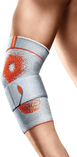 SPORLASTIC – Ellbogen Bandage EPIDYN Supreme Tennis- & Golferarm mit Silikonpelotten - Orthopäd. Ellenbogenbandage bei Sehnenscheidenentzündungen - Ellenbogen Kompressionsbandage - Platinum Größe XL