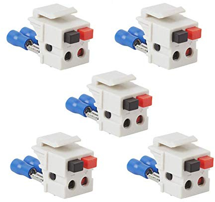 Vseer Lautsprecher-Keystone-Jack - Federbelastete Lautsprecherbuchse für Keystone-Wandplatte, weiblich auf weiblich, für Heimkino-Wandplatten - Weiß 5 Pack weiß