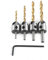 Countersink Drill Bit 4PCS 3-6mm 3 Flute Drill Set HSS Chamfer Carpentry Reamer for Wood Metal Aluminium Plastic (Titanium Coated)