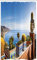 ABAKUHAUS Sizilien Schmaler Duschvorhang, Taormina Küste Foto, Badezimmer Deko Set aus Stoff mit Haken, 120 x 180 cm, Himmelblau