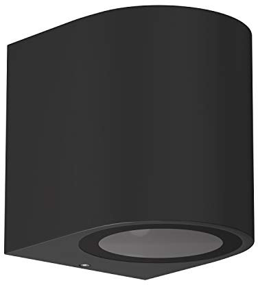 ledscom.de Wandleuchte ALSE für außen, IP54, Downlight, schwarz matt, rund, 1x GU10 max. 35W