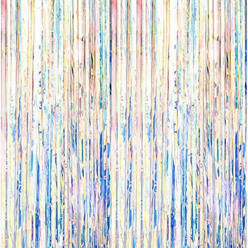 JIAHU Metallische Lametta-Vorhänge, Regenbogen-Folie, Fransen, Weihnachten, zum Aufhängen, Luftschlangen, 1 Stück