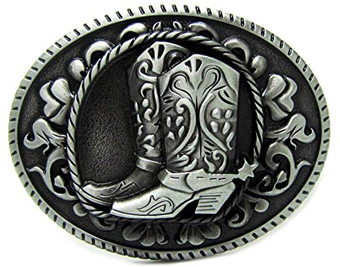 WANLIAN Fibbia per cintura, stivali vintage ovali da cowboy occidentali con fibbia in metallo floreale, accessorio di moda Jean, per uomini e donne, taglia 3,5 2,7, peso 2,68 once
