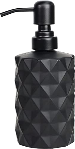 Topsky Distributeur de Savon Polyvalent en Verre Noir avec Pompe en Métal de 330 ML - Idéal pour Cuisine et Salle de Bain, pour Liquide Vaisselle et Savons Liquides (Noir Mat)