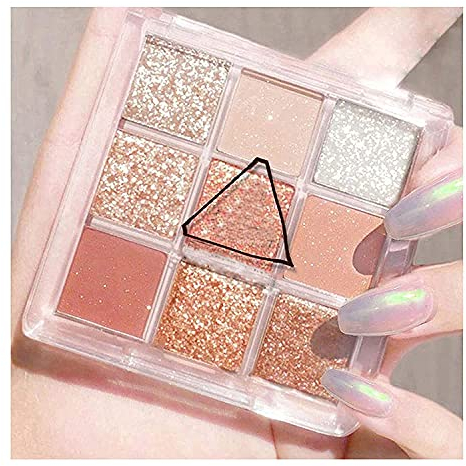 Palette di ombretti per trucco, luccichio opaco 9 colori ad alta pigmentazione colorata consistenza cremosa ombretto in polvere, pallet di trucco a lunga durata (Pink)