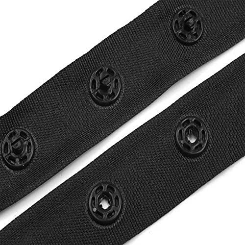 3m Druckknopfband 18mm Druckknopf Band Bodyverschluss Miederband Farbwahl, Größe:Breite 18 mm | Abstand 25 mm, Farbe:schwarz