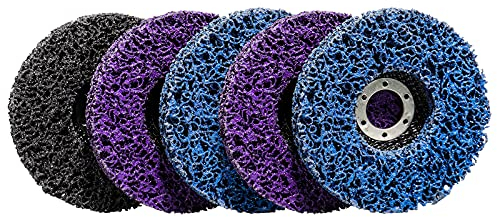 5 Stück CSD Scheibe, 115 mm CSD Scheibe Schleifscheibe, Lila Reinigungsscheibe Set, Reinigungsscheibe Grobreinigungsscheibe, für Rostentfernung Schweißnähte Ntfernen Sie Farbe, Rost und Oxidation