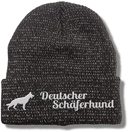 siviwonder Deutscher Schäferhund reflektierende Mütze Stickerei Hund Winter Strickmütze reflex Beanie warm