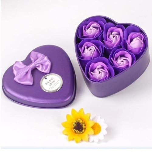 6pcs Bath Soap Rose Petal In Heart Boxrose Flower Petal With Soap On It, Perfect For A Quick Hand Wash Or Luxurious Bath-C,Belgium