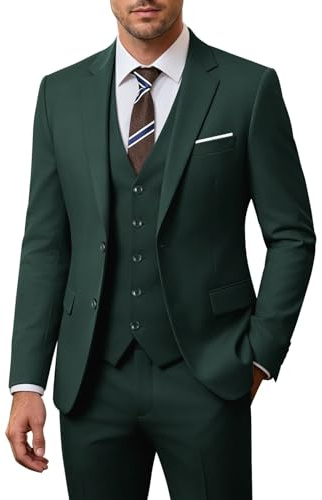 ZKHOECR Herren-Anzug-Set, 3-teilig, schmale Passform, Blazer mit Zwei Knöpfen, einfarbig, Jacke, Weste, Hose, Hochzeit, Business-Anzug