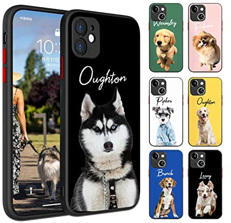 Smile lab Personalised Custom Dog Cat Pet Photo and Name Phone Case for iPhone 14 13 11 12 Pro Max Mini X XR Xs Max Anti-Scratch Shock-Resistant Soft Protective TPU, for Dog Lover Mom Dad Women Men