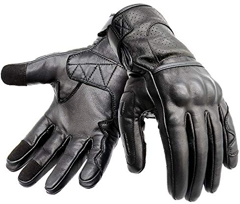 Hand Fellow Gants de moto en cuir de qualité supérieure - Gants pour écran tactile - Gants de course ATV - Gants d'équitation (taille S)
