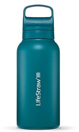 LifeStraw Go Series — Gourde filtrante en inox 1l pour les voyages et l’utilisation quotidienne. Élimine les bactéries, les parasites et microplastiques, améliore le goût, Laguna Teal (bleu pétrole)