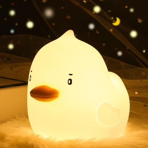 ZKLiLi süße Ente Licht Nachtleuchte, Junge Mädchen Schlafzimmer Nachtleuchte, kleine Ente Nachtleuchte Geburtstagsgeschenke, Baby Kinder Teenager tragbare Silikon Kawaii Ente Nachtleuchte