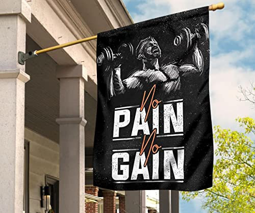 Banner No Pain No Gain, motivierende Flagge, Gartenflagge, Hofdekoration, für Paraden, Partys, Outdoor, Innenbereich, Xcm, 70 x 102 cm