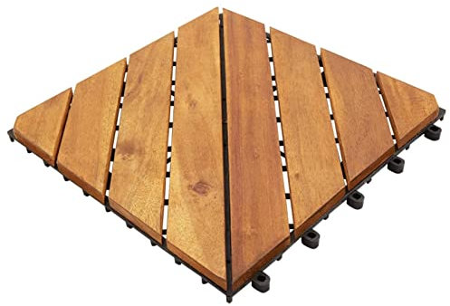 SHUJING Baldosas de Porche de Madera de Acacia 30 pzas, Piscina Terraza, Suelo Madera Exterior, Tarima Exterior, Suelos Terraza, Suelo Jardin Exterior, marrón 30x30 cm