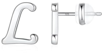 TINGN Ohrstecker Ohrringe Silber 925 Mädchen Damen, Medizinische Ohrstecker Silber Buchstaben L Modeschmuck für Enkelin Nichte Tochter Schwester Kleine Geschenke für Frauen Herren