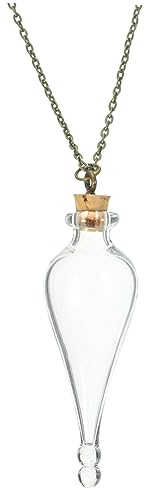 Kleiner Glasflaschen Halskette aus Glas mit Kork, Weihnachten Mottoparty | 1 Stück, Transparenter Anhänger mit Kette und Stopper, für Glitter, Kleine Süßigkeiten und Selbstgemacht