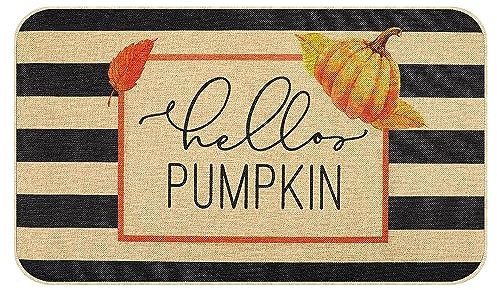 Erweicet Fall Hello Pumpkin Maple Mat Autumn Pumpkin Maple Fußmatte Thanksgiving Haustür Herbst Decke Herbst Outdoor rutschfeste Matte Herbsternte für drinnen und draußen Matte