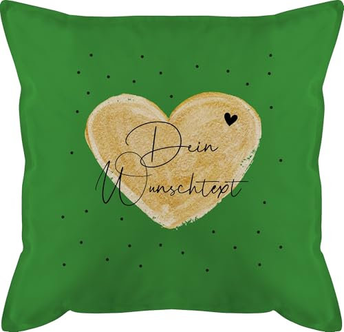 Kissen 50x50 - Aufdruck selbst gestalten - Dein Wunschtext I Geschenk personalisiert Weihnachten I Vatertag I Muttertag I Geburtstag - 50 x 50 cm - Grün - pärchenkissen muttertagskissen