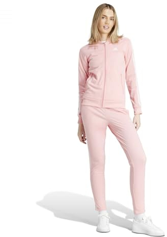 adidas Essentials 3-stripes Track Suit Tuta da ginnastica, semi pink spark/white, L Donna