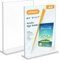 Flow fire A4 Acrylic Sign Holder, 2 Pack T-Shape A4 Clear Perspex Display Stand, Double-Side Menu Poster Sign Holder for Office Store Restaurant