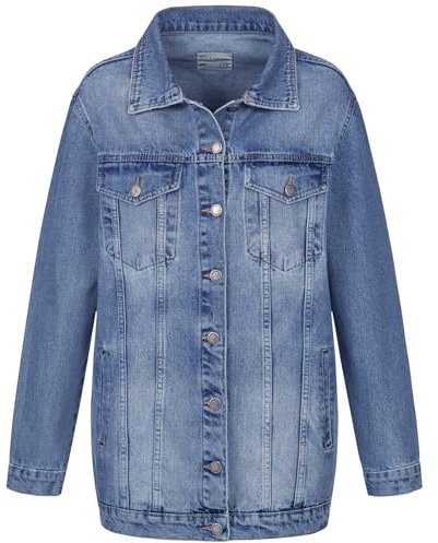 Rock Creek Damen Jeans Jacke Übergangs Jacke Denim Blouson Stretch Lang Boyfriend Jeansjacken Urban Stonewash D-480 Blau S