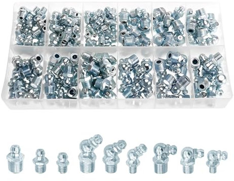 JNNJ 110 Pièces Kit D'assortiment De Graisseurs, Kit D'assortiment De Graisseurs Hydrauliques M6 M8 M10, Assortiment De Graisseurs pour L'automobile, Le Camion, l'agriculture, Pistolets à Air Chaud