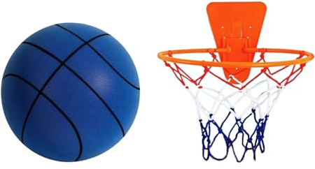 Rotyroya Leise Basketball-Set, 2024 Silent Swish Dribbling Indoor Basketball mit Korb, Leiser Schaumstoff Basketball mit Hush-Griff, Schaumstoffball für Training gegen Lärm
