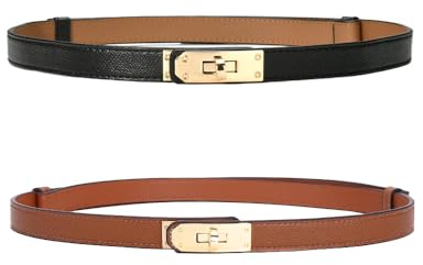 KBRPEY Eleganter Damen Ledergürtel Mit Drehverschluss Schmaler Gürtel Für Frauen Hochwertige Materialien Vielseitig Einsetzbar Modisches Accessoire Für Jeden Anlass 2 Farben Erhältlich